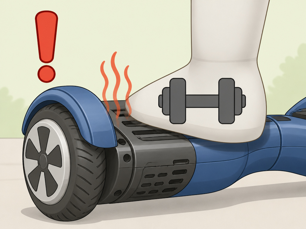 Hoverboard overload warning due to excessive weight or steep incline.