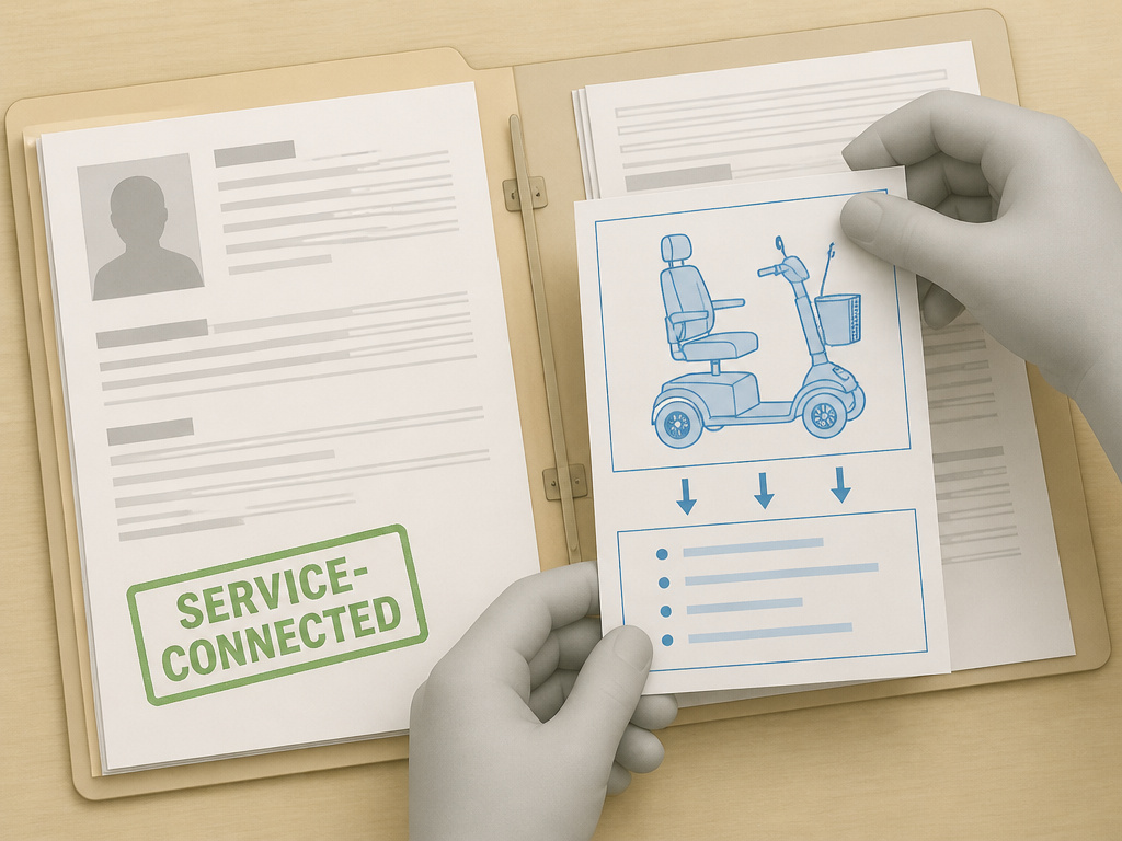 VA benefits process for a free mobility scooter with service-connected disability