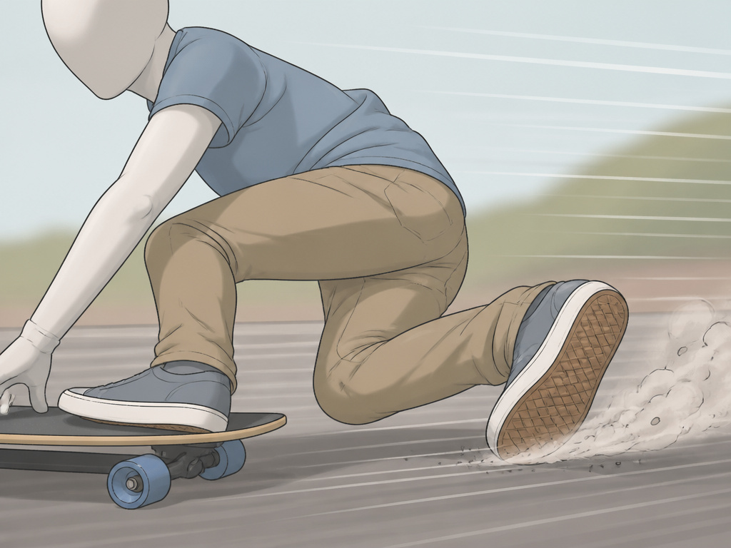 Advanced longboard footbraking techniques like the Swiss brake at high speed.