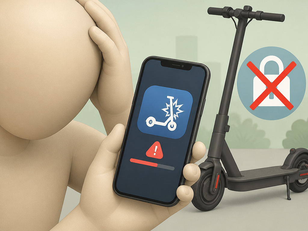 Aovo Pro app crash on smartphone, disabling scooter's digital lock feature.