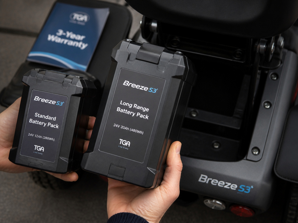 TGA Breeze S3 standard and long-range battery options for customization.