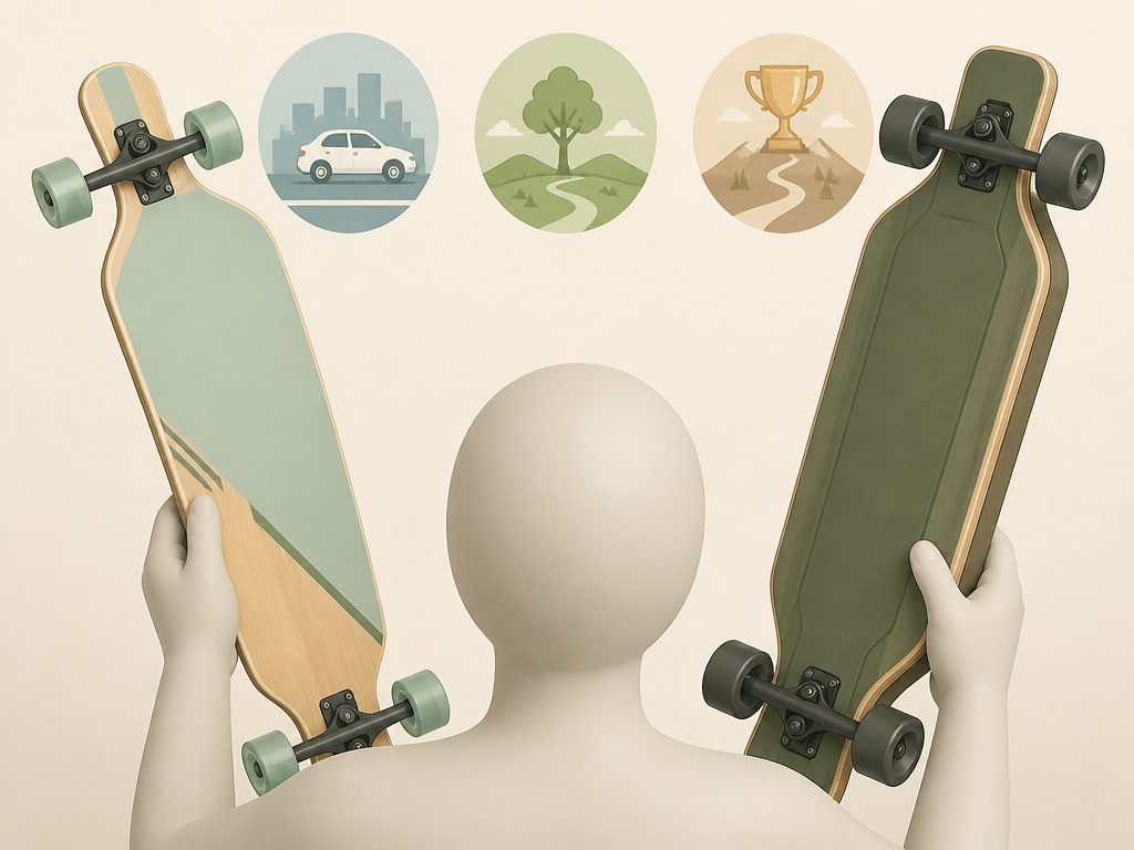 Comparing lightweight versus sturdy longboard decks for different riding styles.