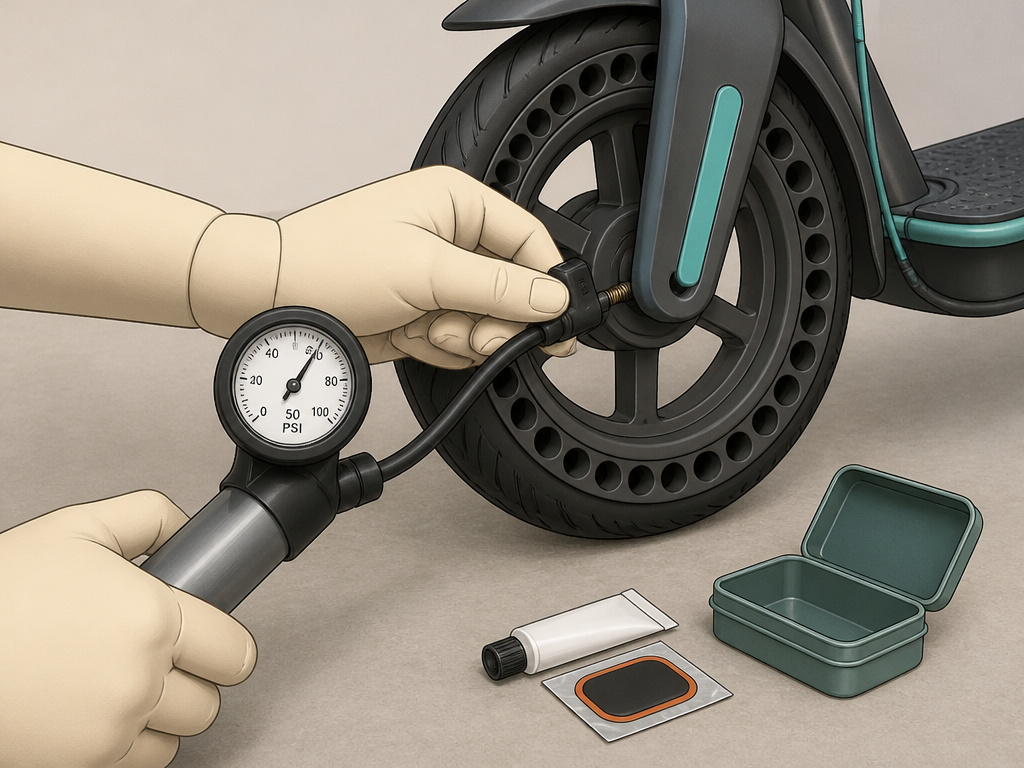 Maintaining proper tire pressure on a Gotrax scooter to prevent flats.