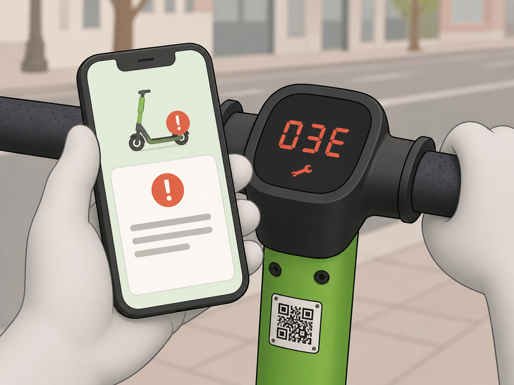 Troubleshooting a Lime scooter error code on the handlebar display and smartphone app
