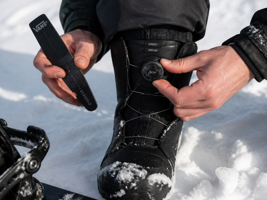 Vans Infuse snowboard boot BOA and lace adjustment for splitboarding transitions