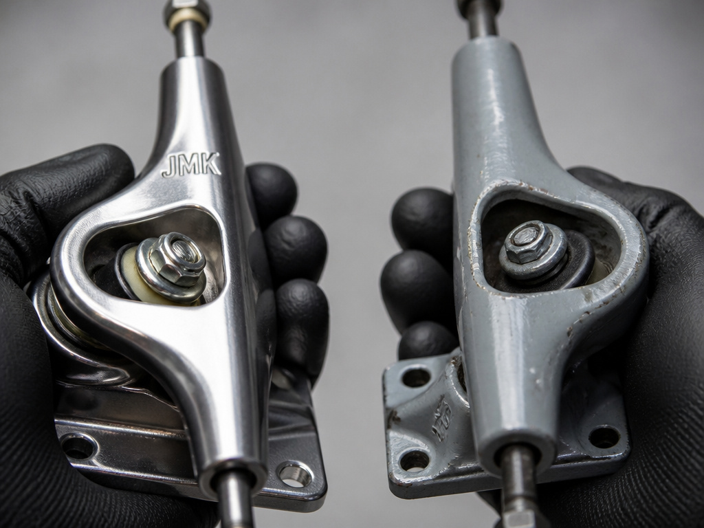 JMK Free Skate high-strength steel truck compared to cheap generic skate truck.