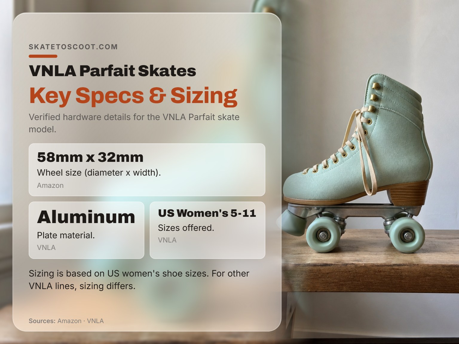 Close-up of a VNLA Parfait roller skate on a neutral background.
