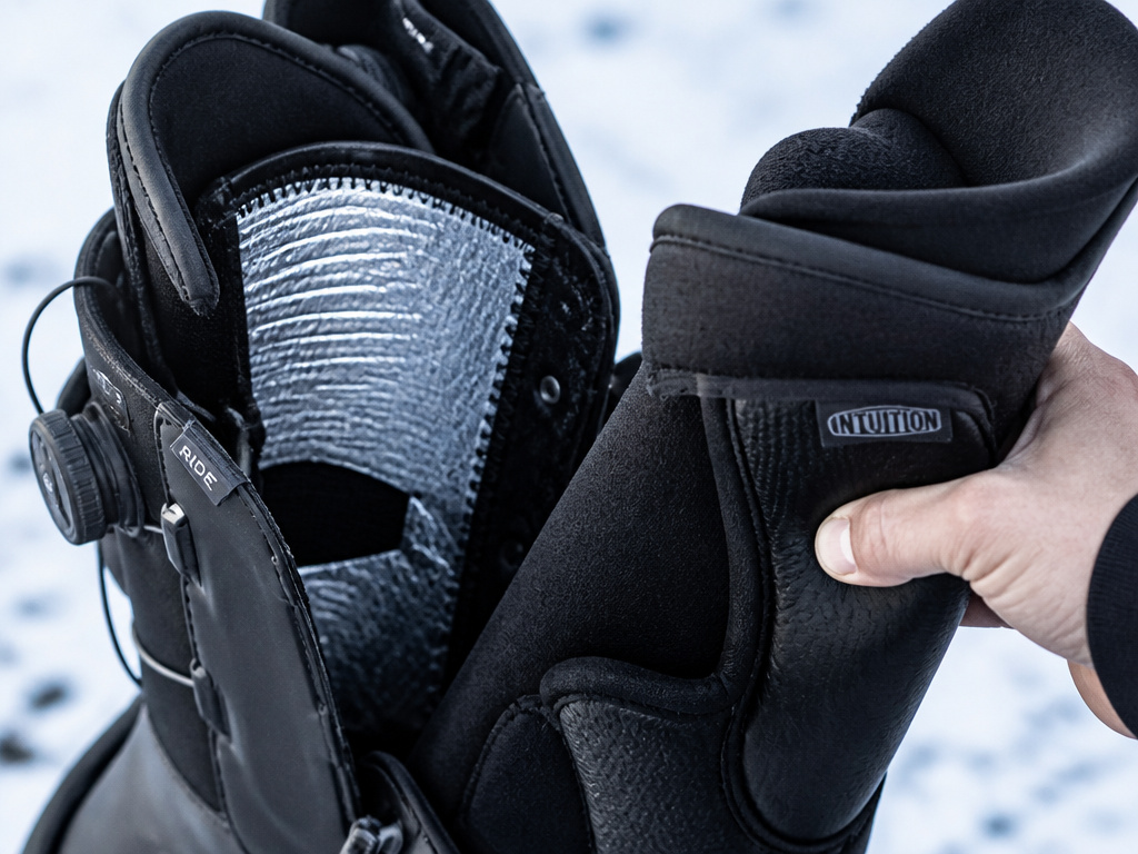 Ride Sage snowboard boot interior showing removable liner and thermal layers