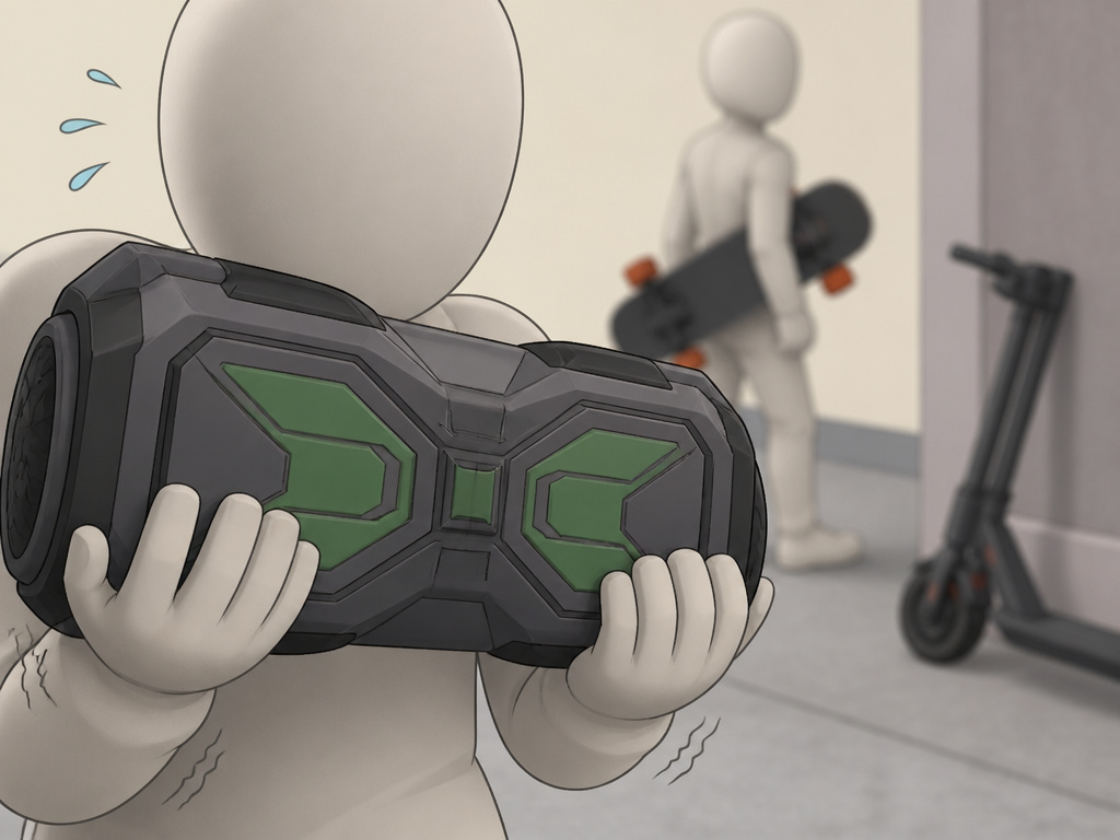 Comparing hoverboard weight to electric scooter and skateboard for portability.