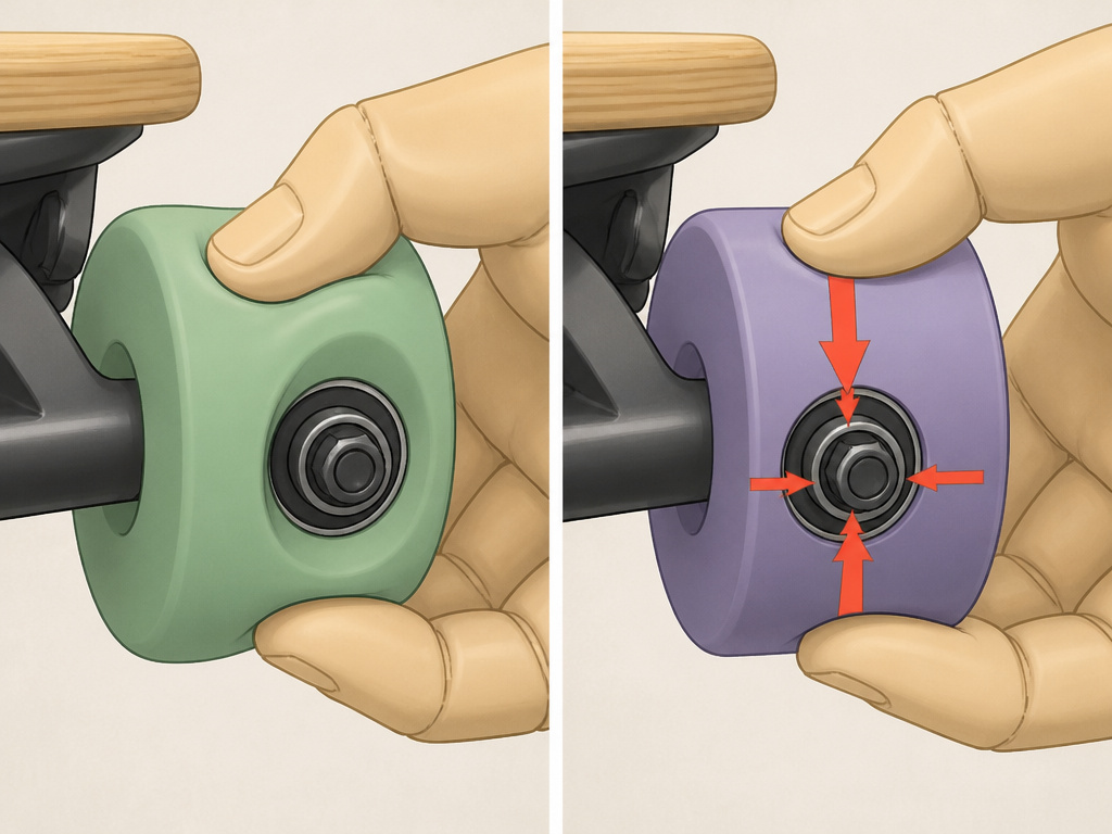 Comparison of soft versus hard longboard wheel tightness and deformation