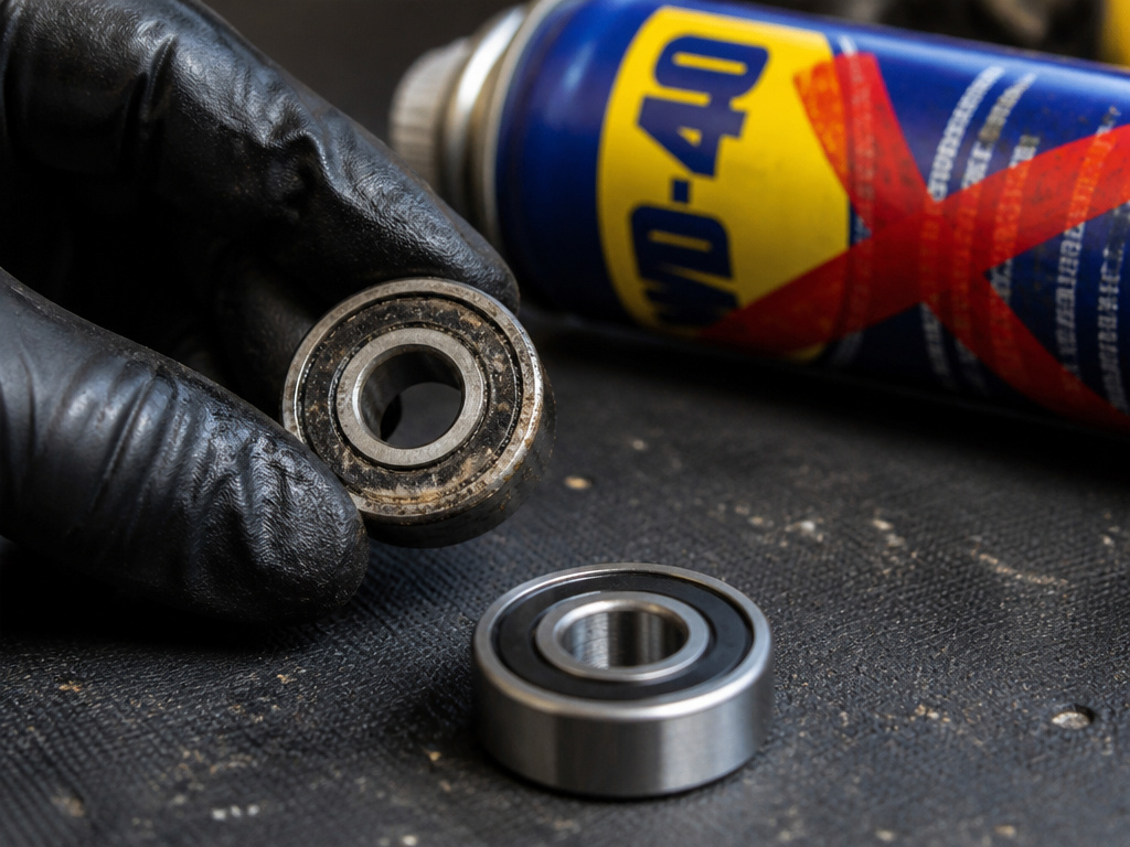 Old versus new longboard bearing maintenance choice with WD-40 warning