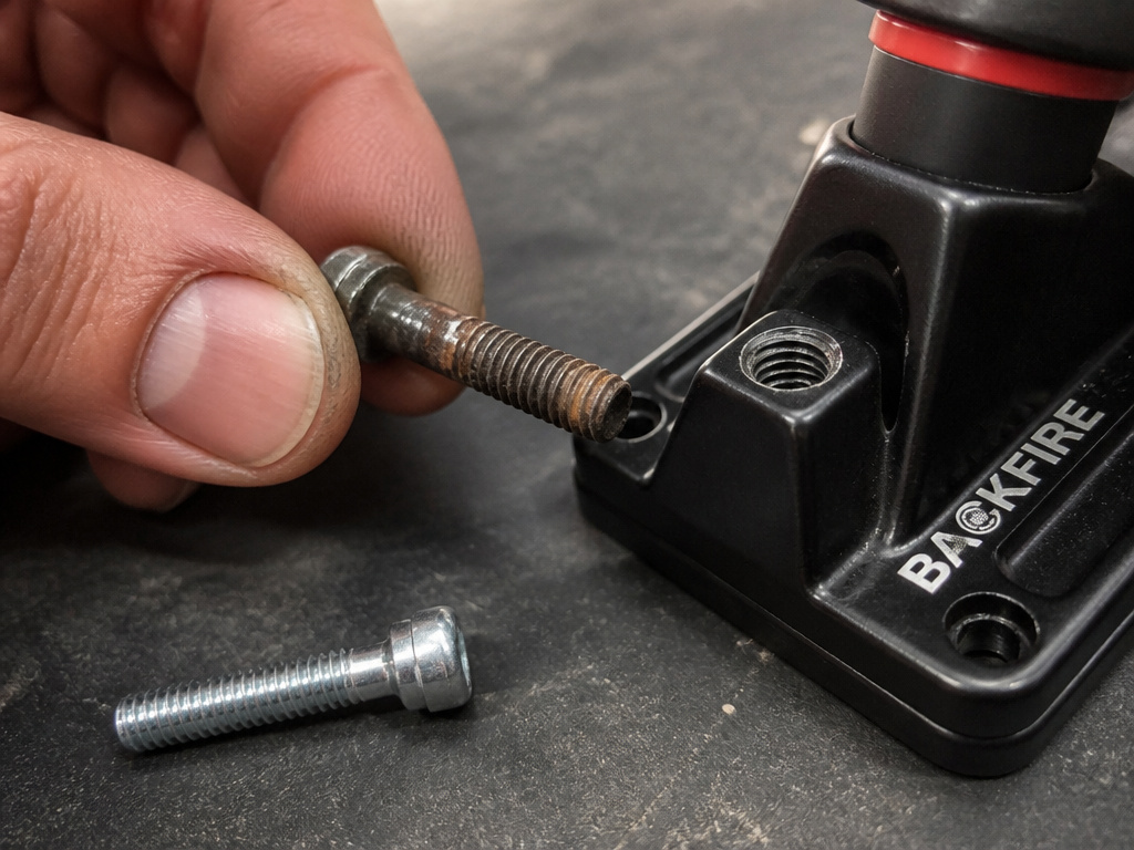 Wrong bolt versus correct bolt for Backfire skateboard truck repair