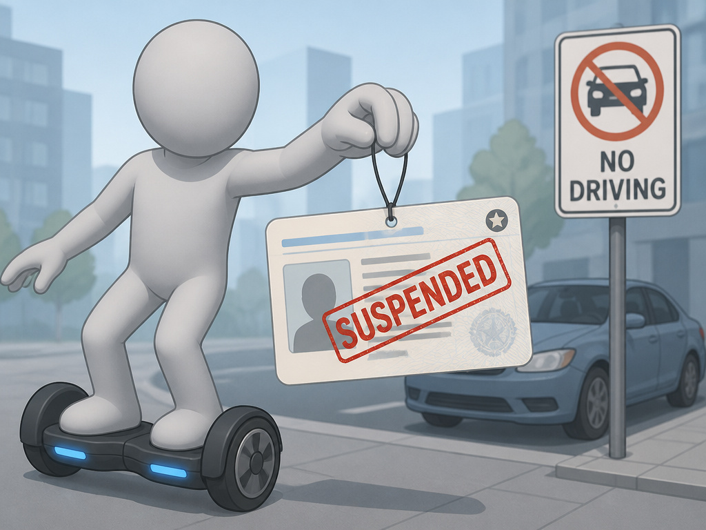Hoverboard DUI leading to suspended driver's license consequences