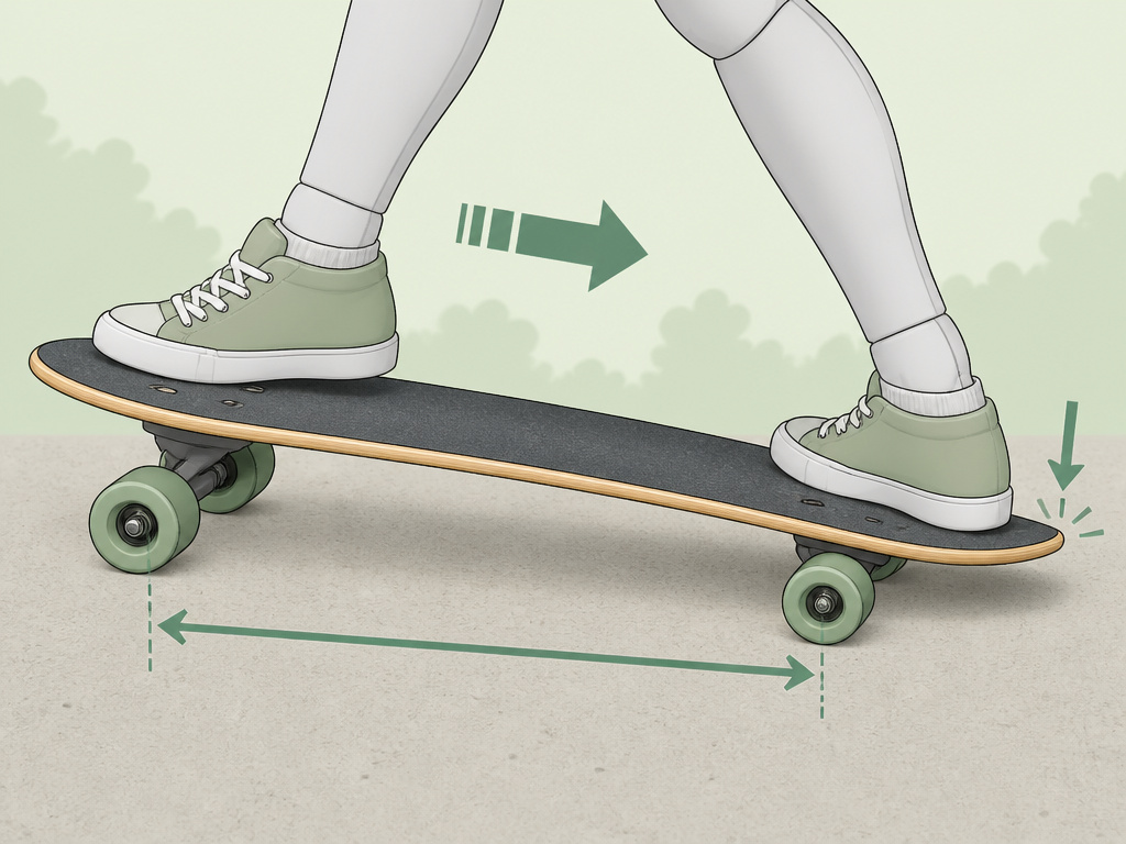 Longboard nose manual technique showing foot placement and weight shift.
