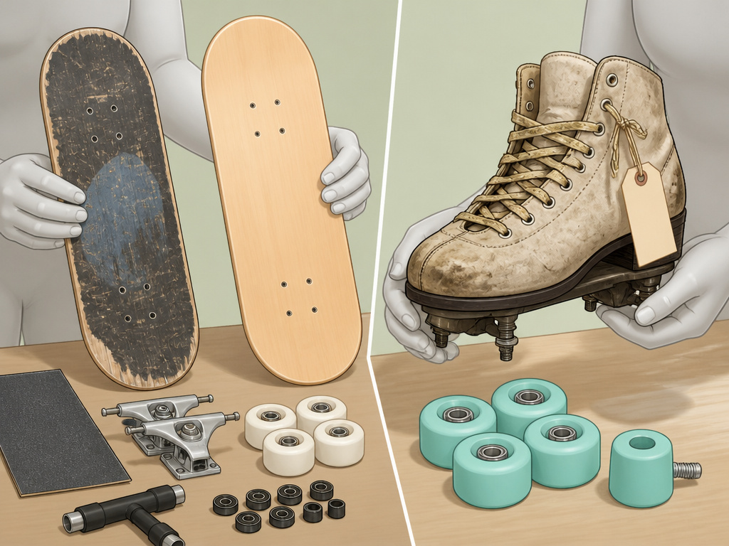 Skateboard parts versus roller skate boot replacement cost comparison