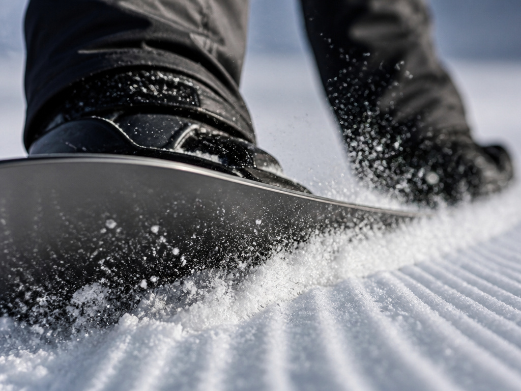 Nobaday snowboard carving edge performance on groomed mountain run