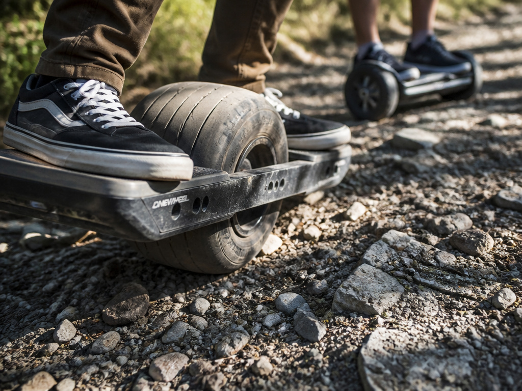 Onewheel vs hoverboard tire traction comparison on gravel terrain