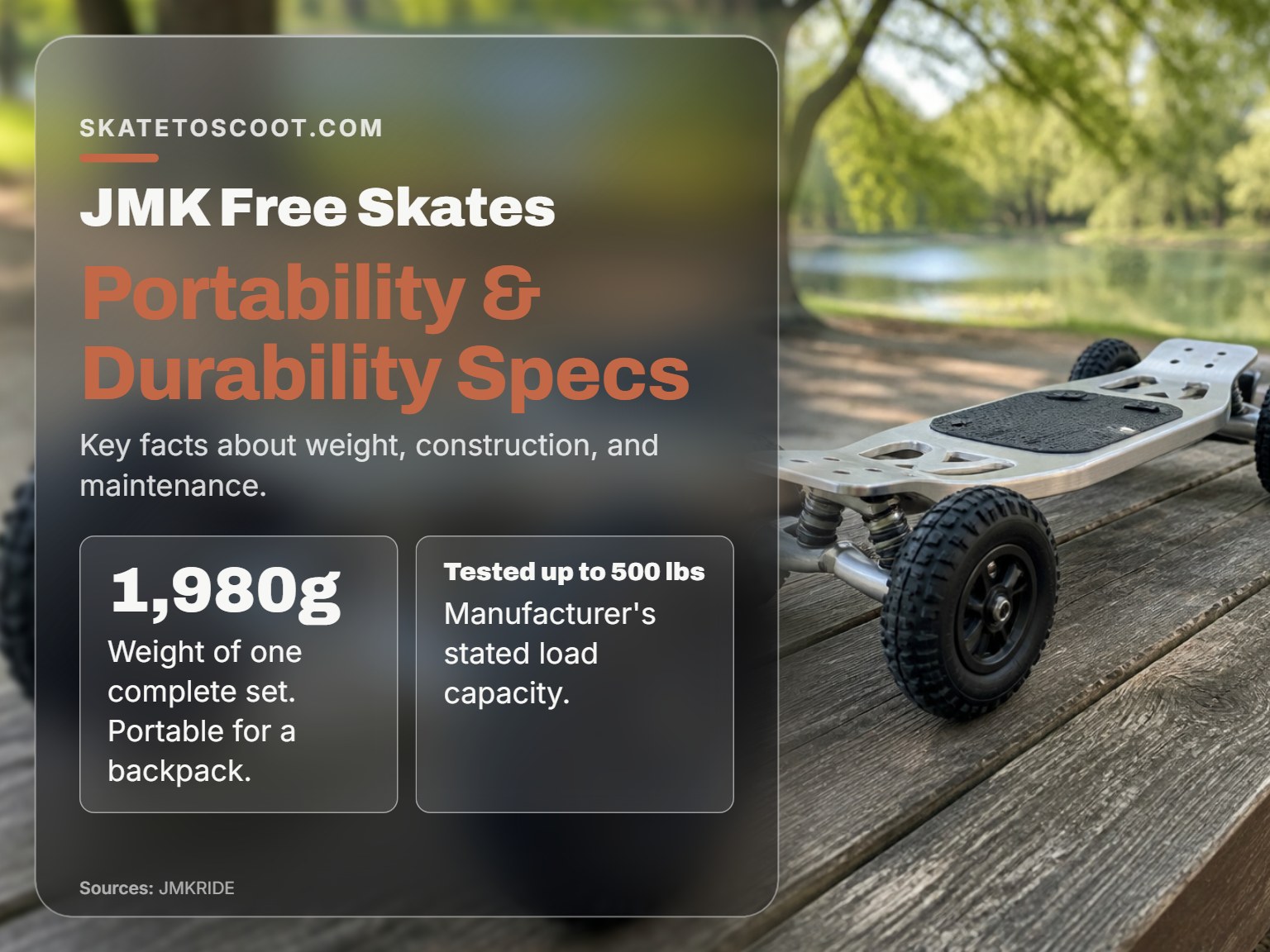 A JMK Free Skate showing its portable design and durable construction.