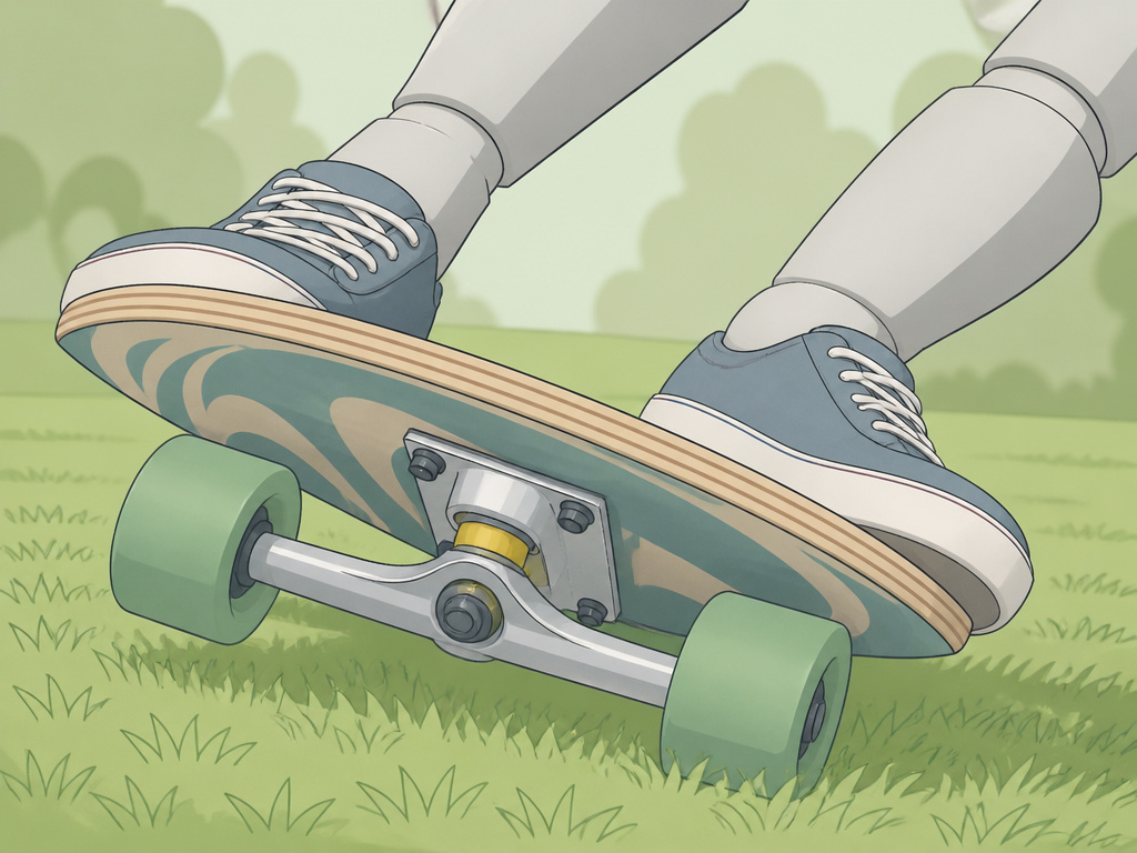 Practicing a stationary lean to master sharp turns on a longboard.