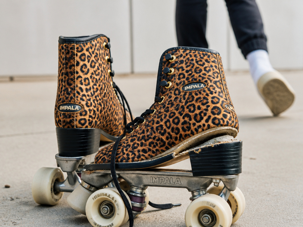 Close-up of damaged Impala roller skates showing heel separation issue