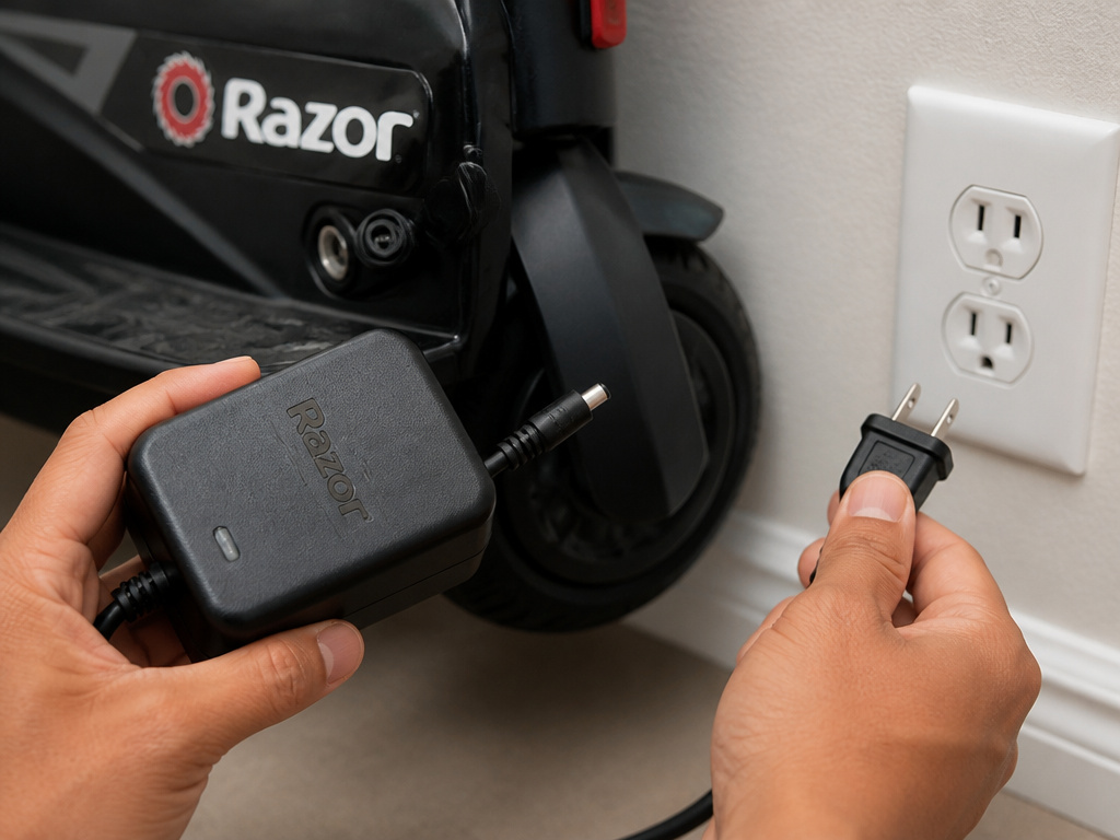 Troubleshooting a Razor scooter charger that shows no red light.