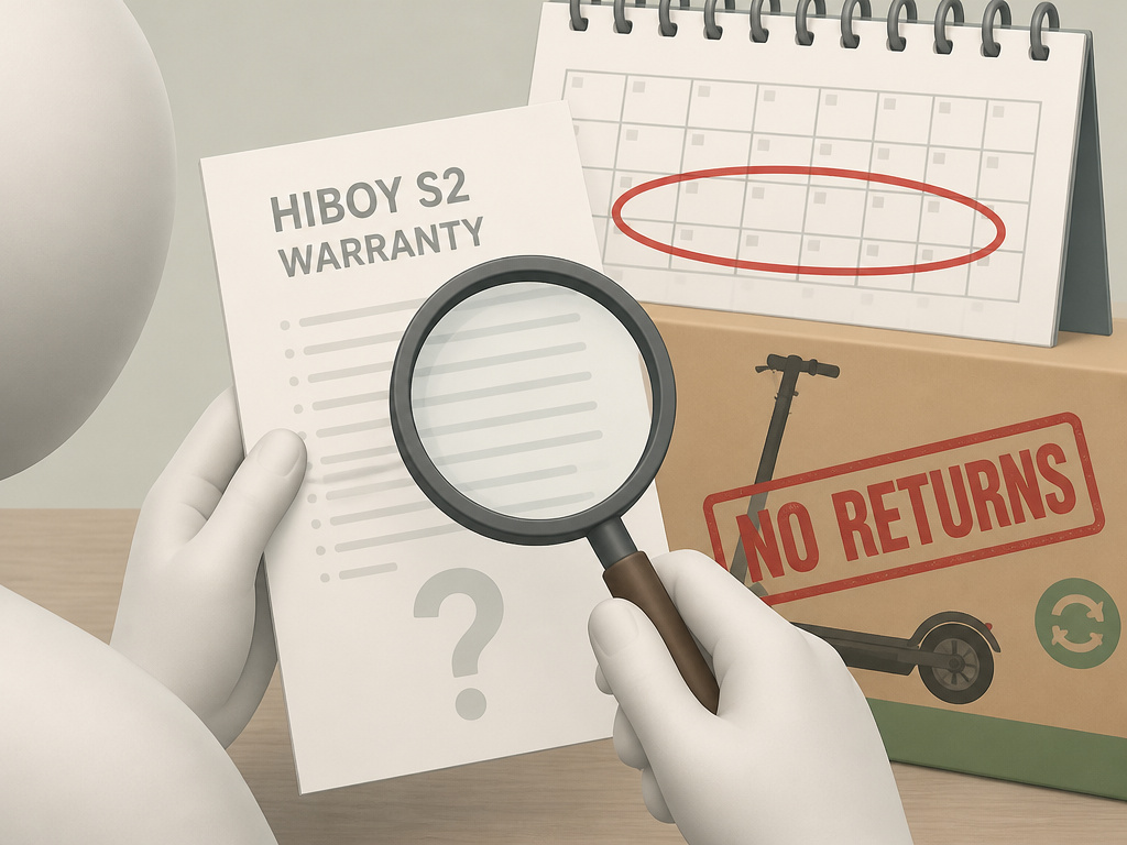 Hiboy S2 scooter warranty document scrutiny and refurbished risk warning