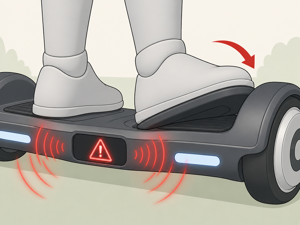 Hoverboard safety features like beeping alarm and tilt-back during high-speed travel.