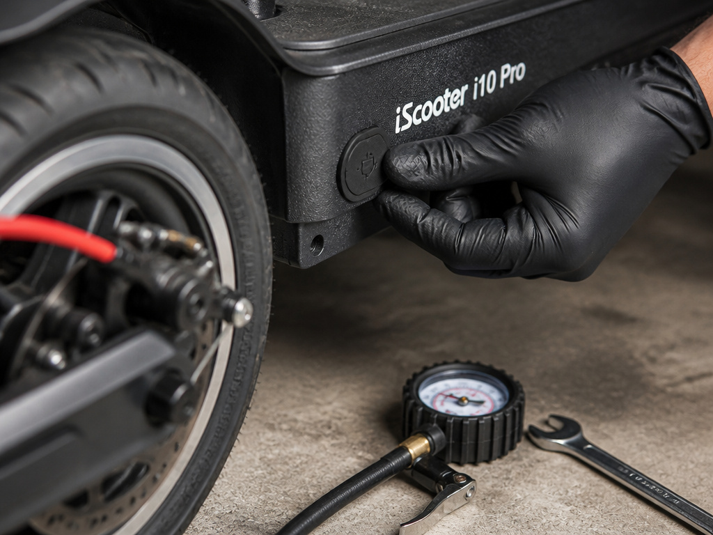 Closing the charging port on an iscooter during a pre-ride safety check