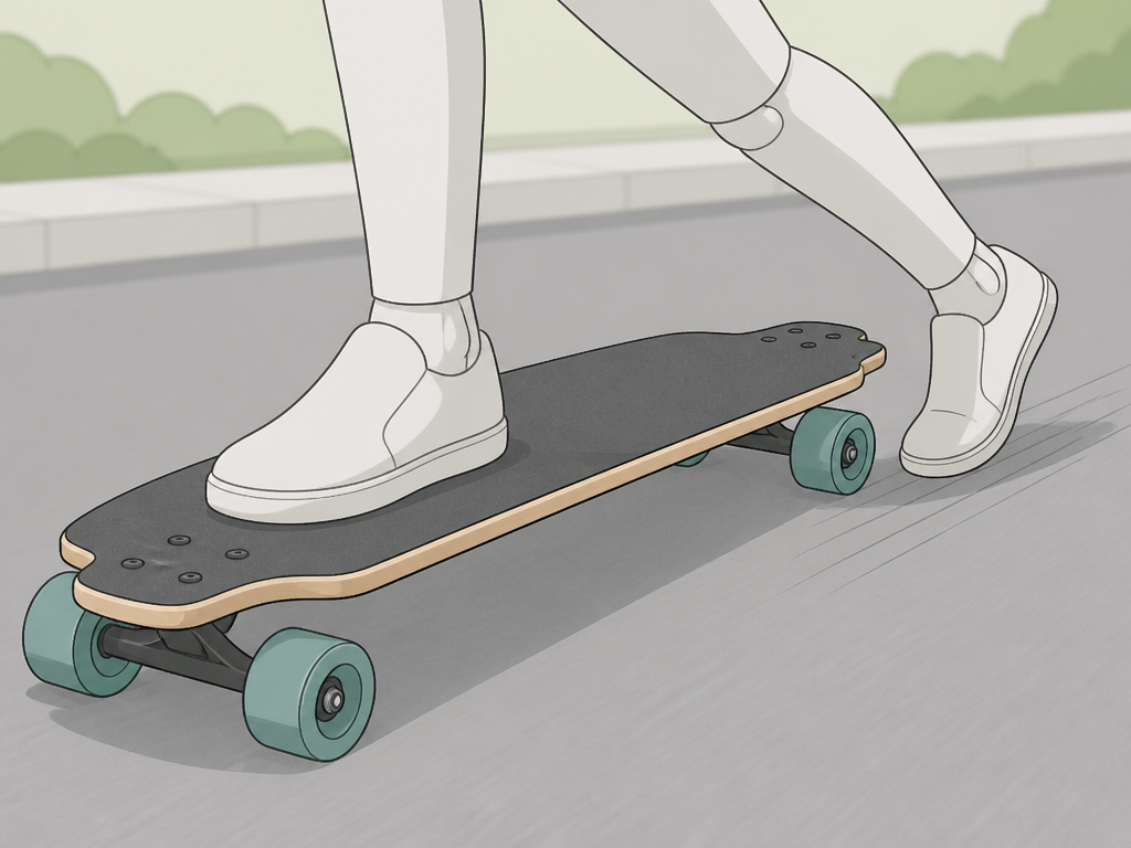 Beginner longboard push and coast drill for balance and control practice.