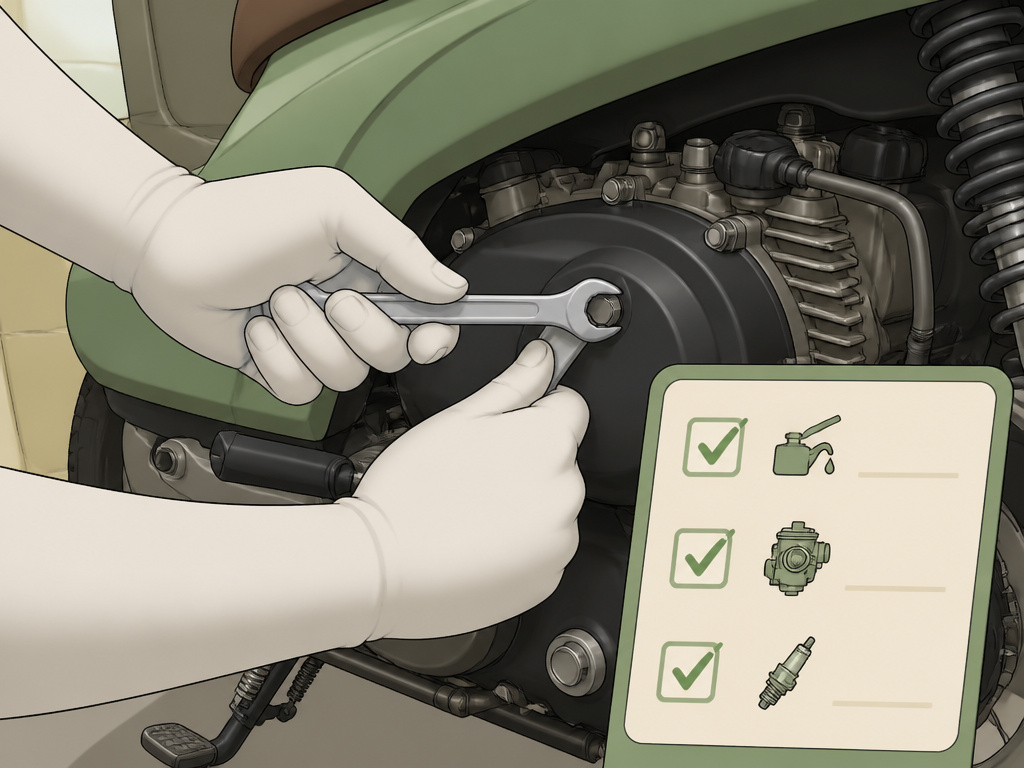 Cartoon guide for Italica scooter 150cc maintenance and buyer decision checklist