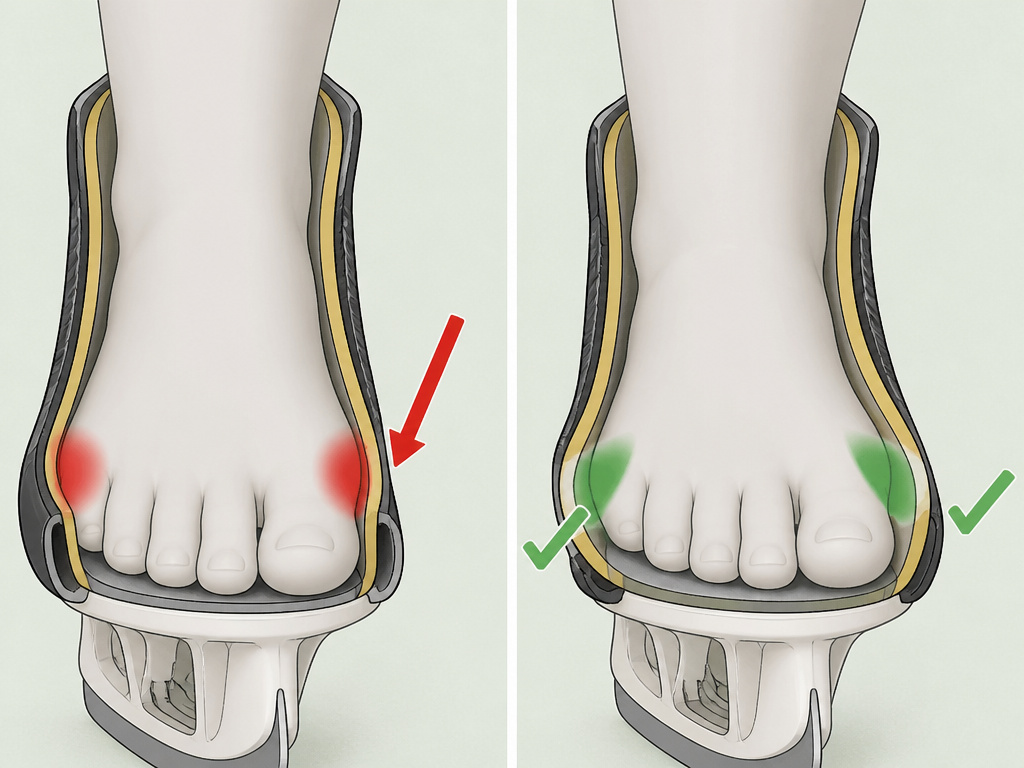 Diagram comparing CCM Jetspeed narrow fit versus Tacks wide fit for hockey skates.