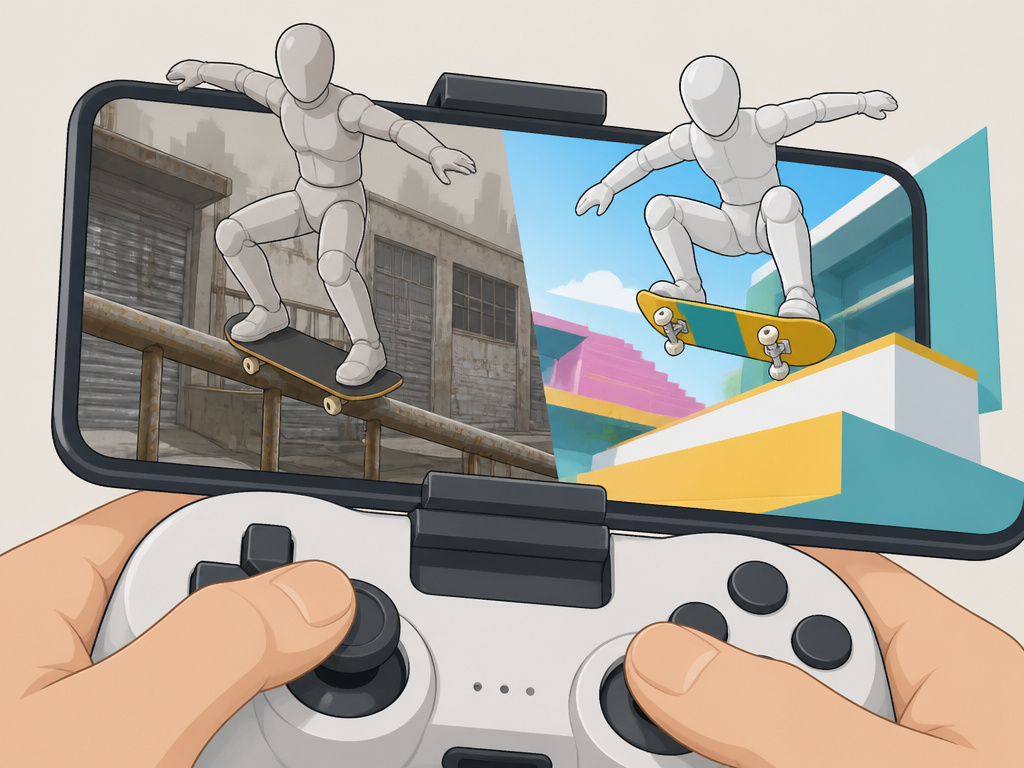 Stylized comparison of Skate 3's gritty aesthetic versus Skate 4's bright style.