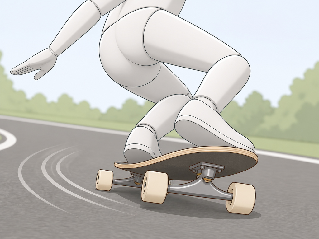Longboarder performing a heelside backside turn during a carve.