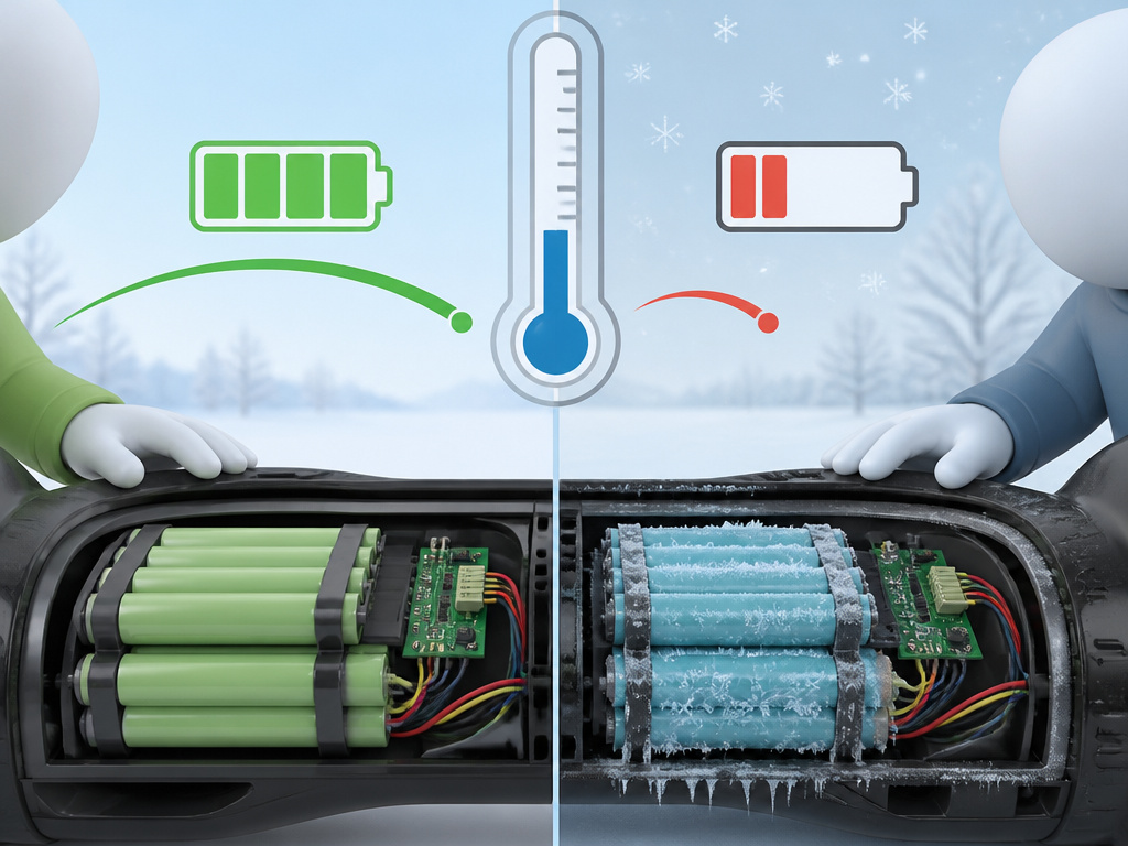 How cold temperatures cut hoverboard battery range and power in half.