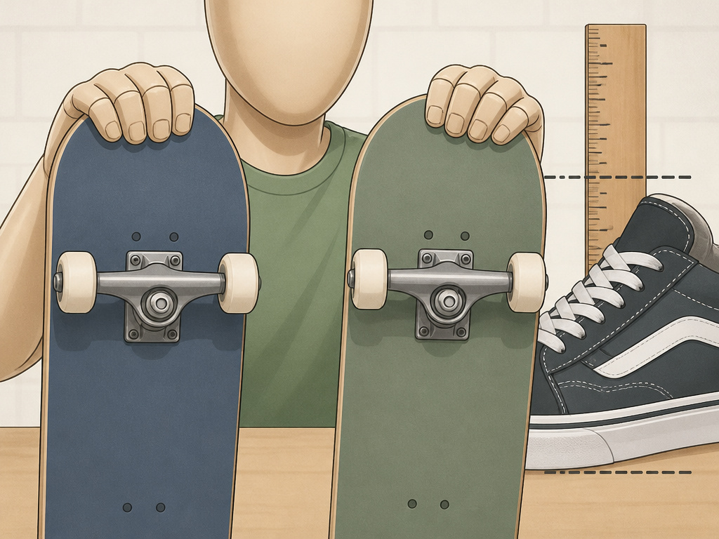 TGM skateboard size advice versus standard skate shop fitting guide