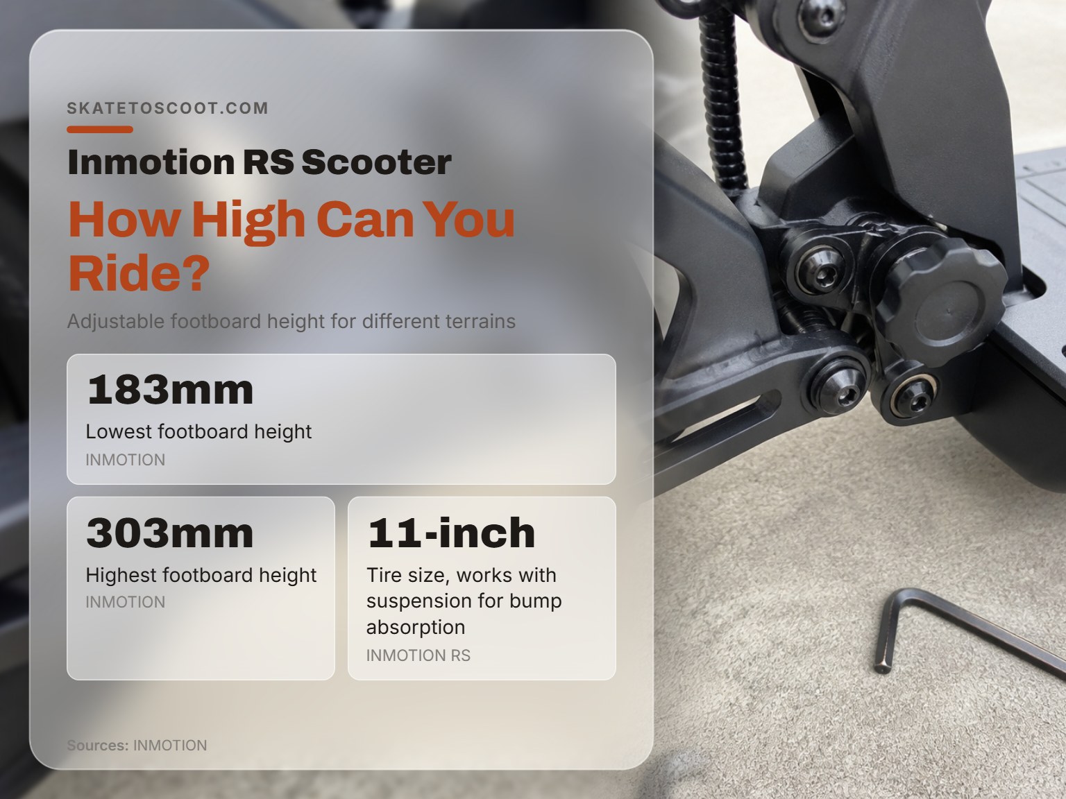 Close-up of an electric scooter's adjustable suspension mechanism.