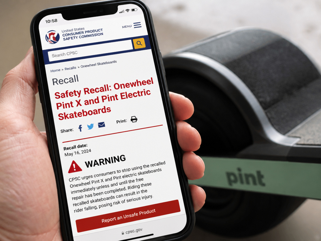 Skatepro review on product safety, checking CPSC recall for electric skateboard
