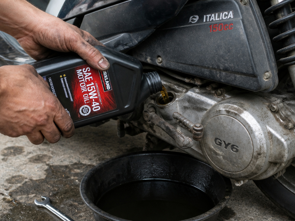 Italica 150cc scooter GY6 engine oil change maintenance procedure