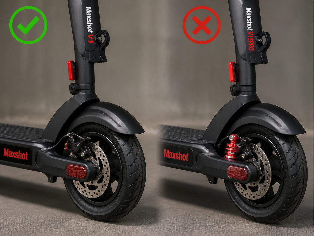 Maxshot V1 versus V1SPRO electric scooter comparison, standard model recommended
