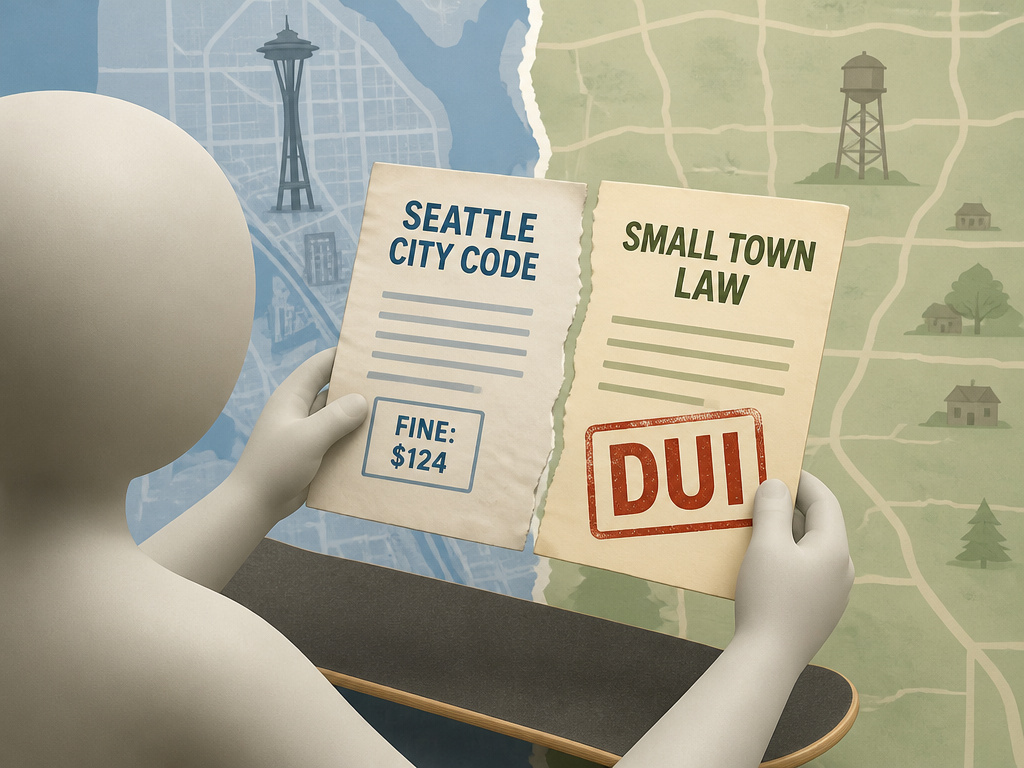Conflicting DUI laws for skateboards in different Washington cities