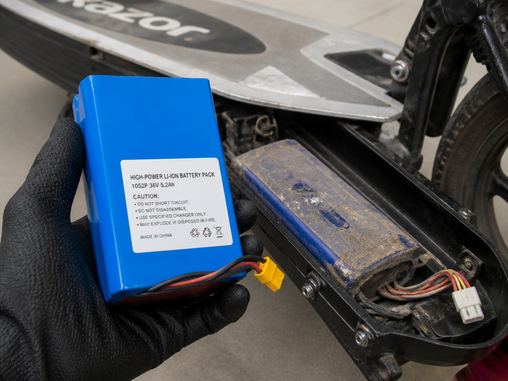 Replacing the battery on a Razor electric scooter to show cost.