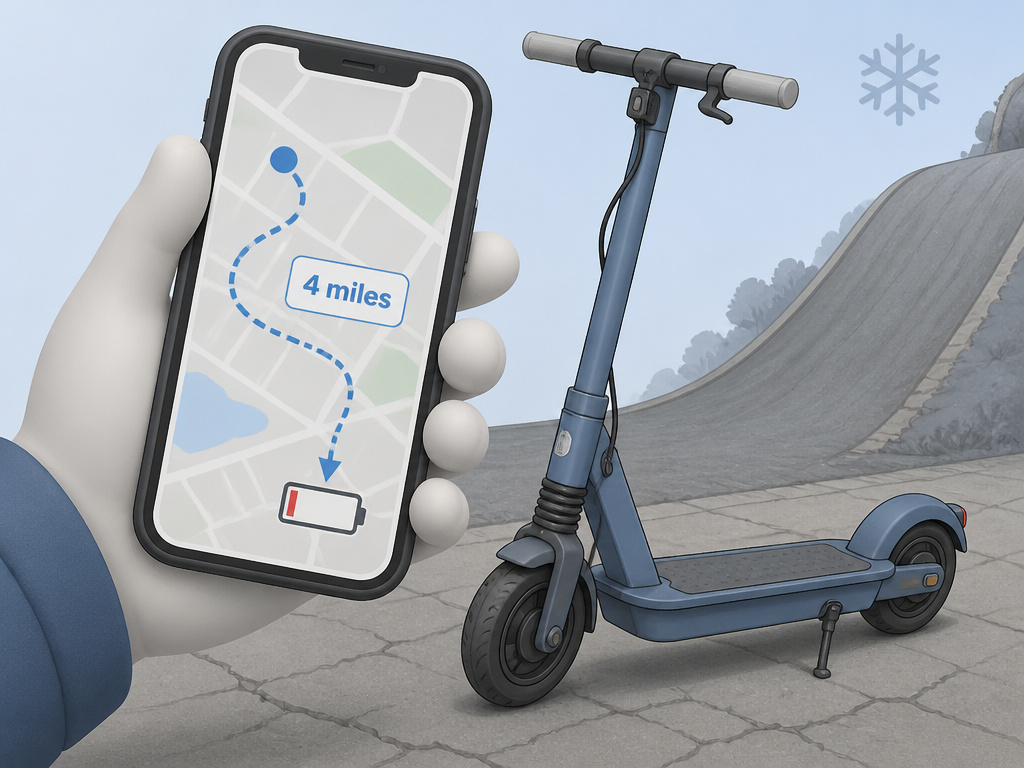 So Lite scooter real-world range versus best-case scenario on a map.