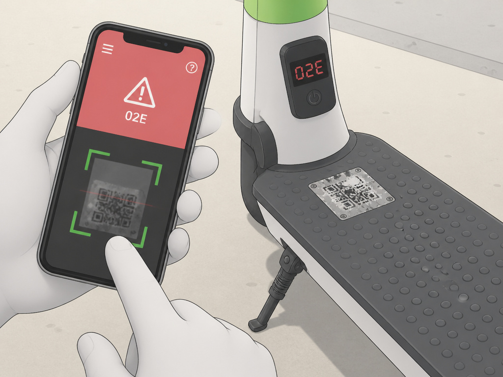 Troubleshooting a Lime scooter app error with a damaged QR code.