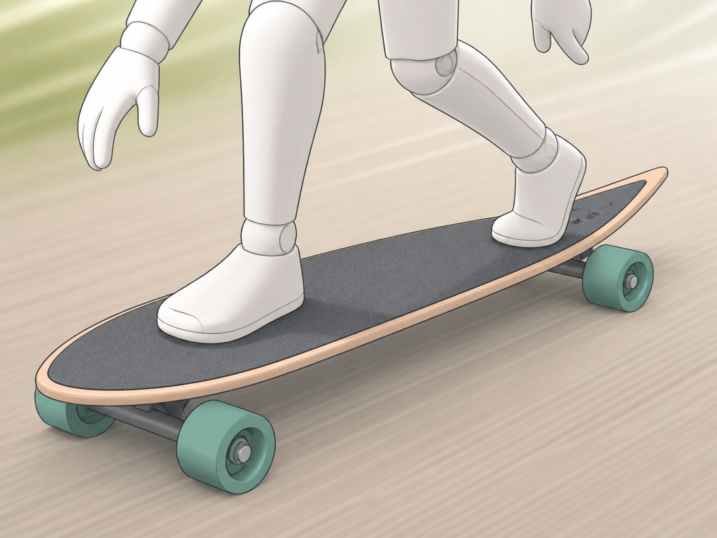 Person performing a cross-step on a tapered pintail longboard deck.