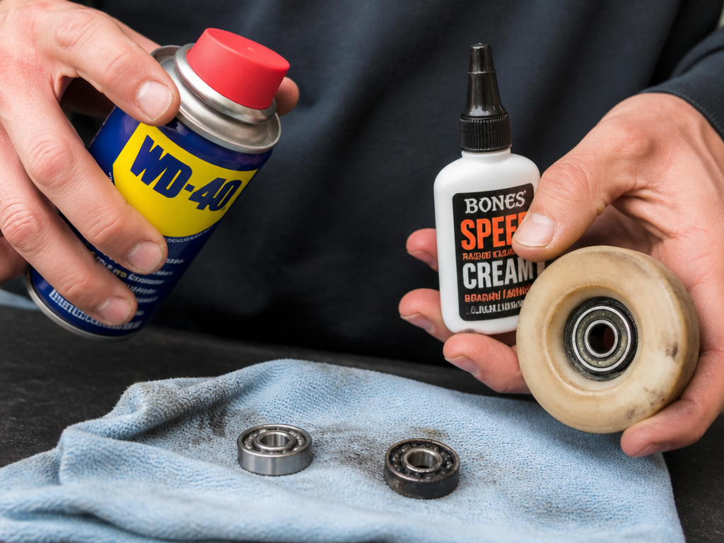 Avoiding WD-40 and using proper lubricant for longboard bearing maintenance.