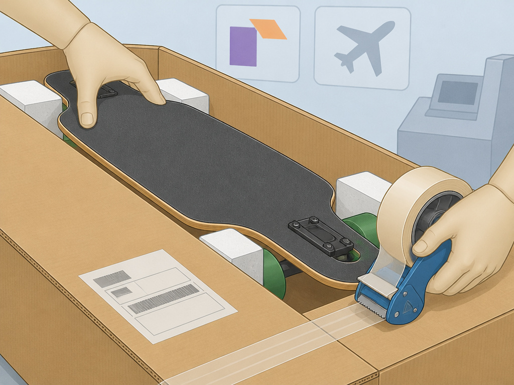 Contingency plan for shipping a longboard at the airport after airline denial.