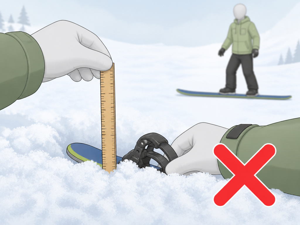Cartoon diagram showing ski skate limitation in deep snow versus a skiboard.