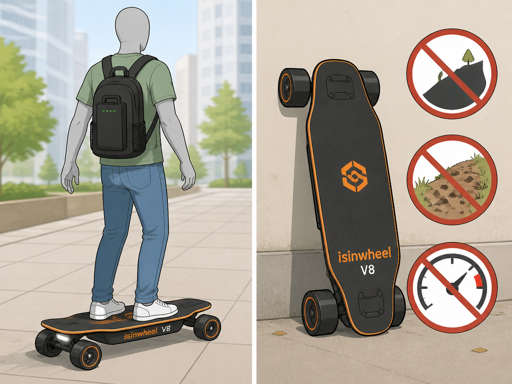iSinwheel V8 electric skateboard target audience: beginners and commuters