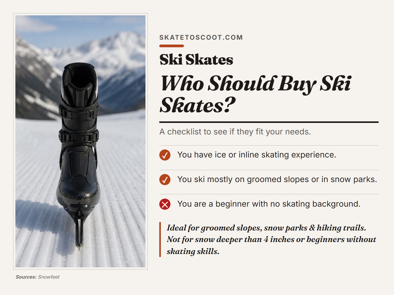 A checklist for deciding if ski skates are the right winter sports equipment for you.