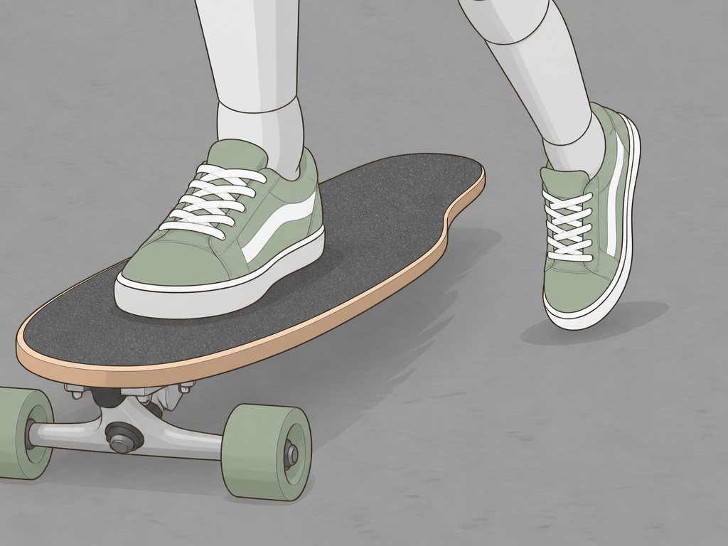 Beginner practicing foot placement and balance on a longboard.